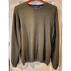 ALAN FLUSSER Men's Forest Green Crewneck Cotton/Cashmere Sweater - Size Large